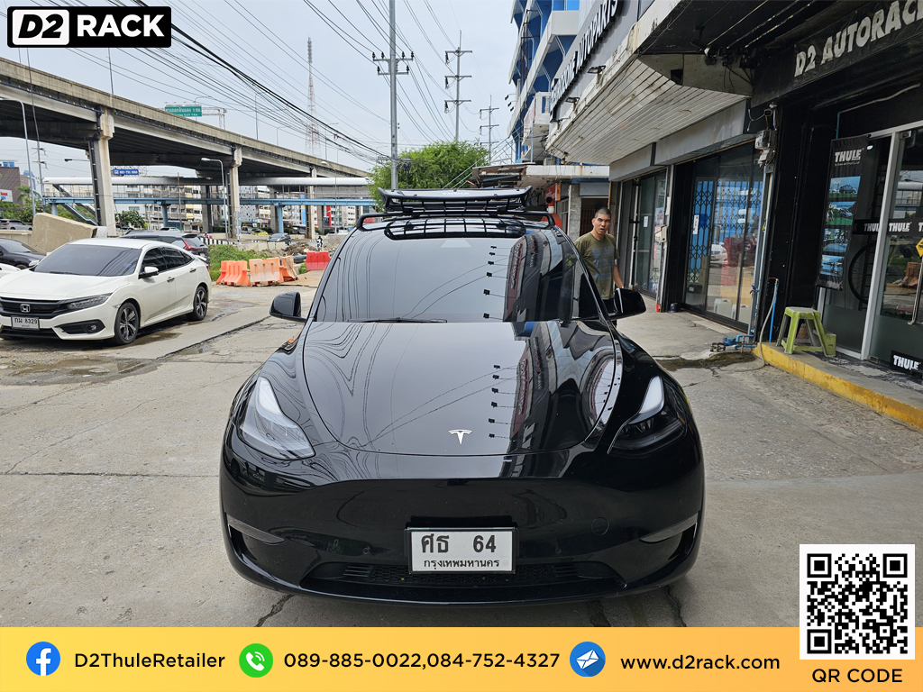 TESLA Dual Motor ติดตั้ง แร็ควางของบนหลังคา THULE Roofrack รุ่น CANYON