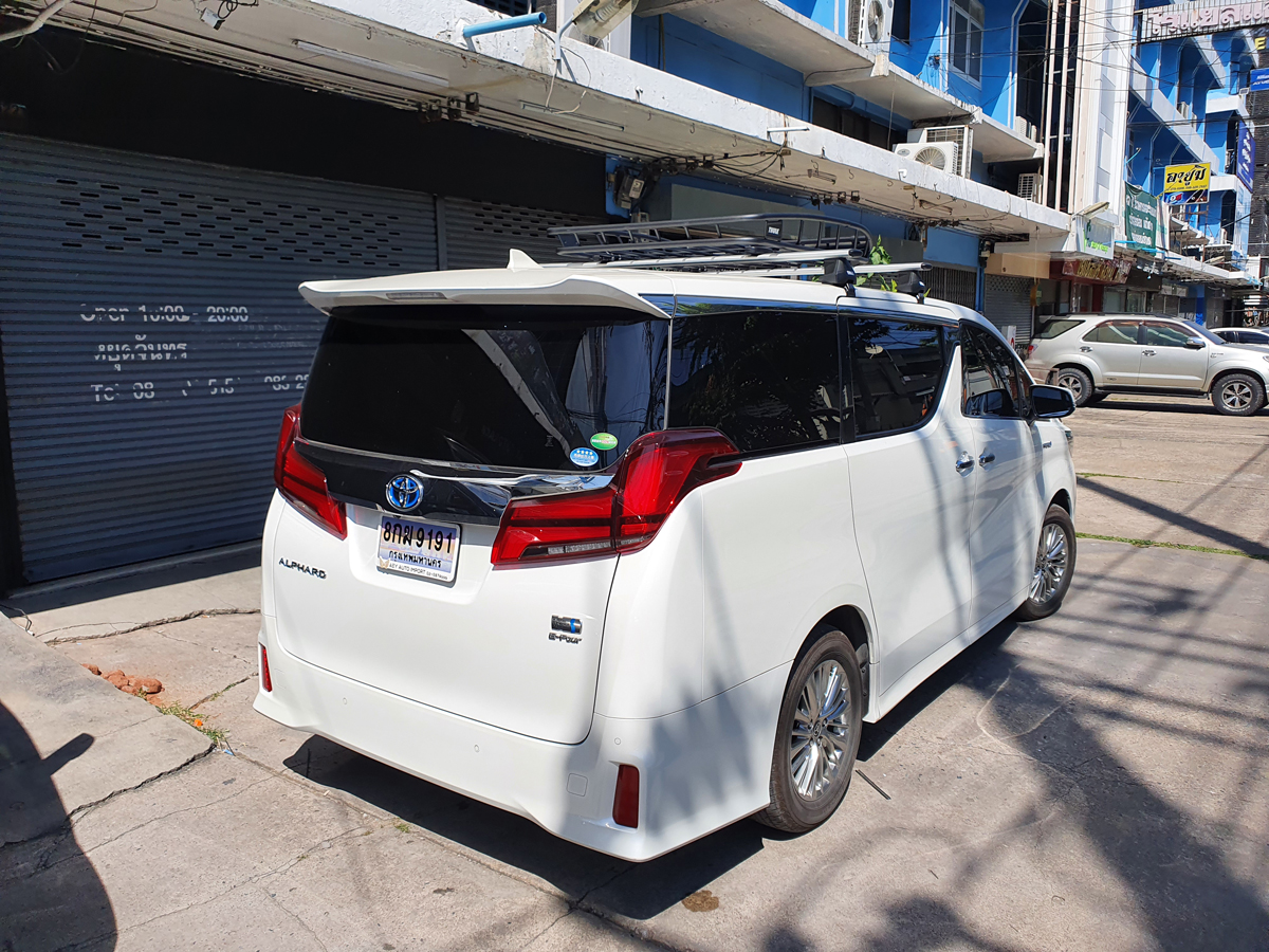 Toyota Alphard ติดตั้ง แร็คหลังคามือสอง THULE Roofrack รุ่น CANYON XT 859 Black Color