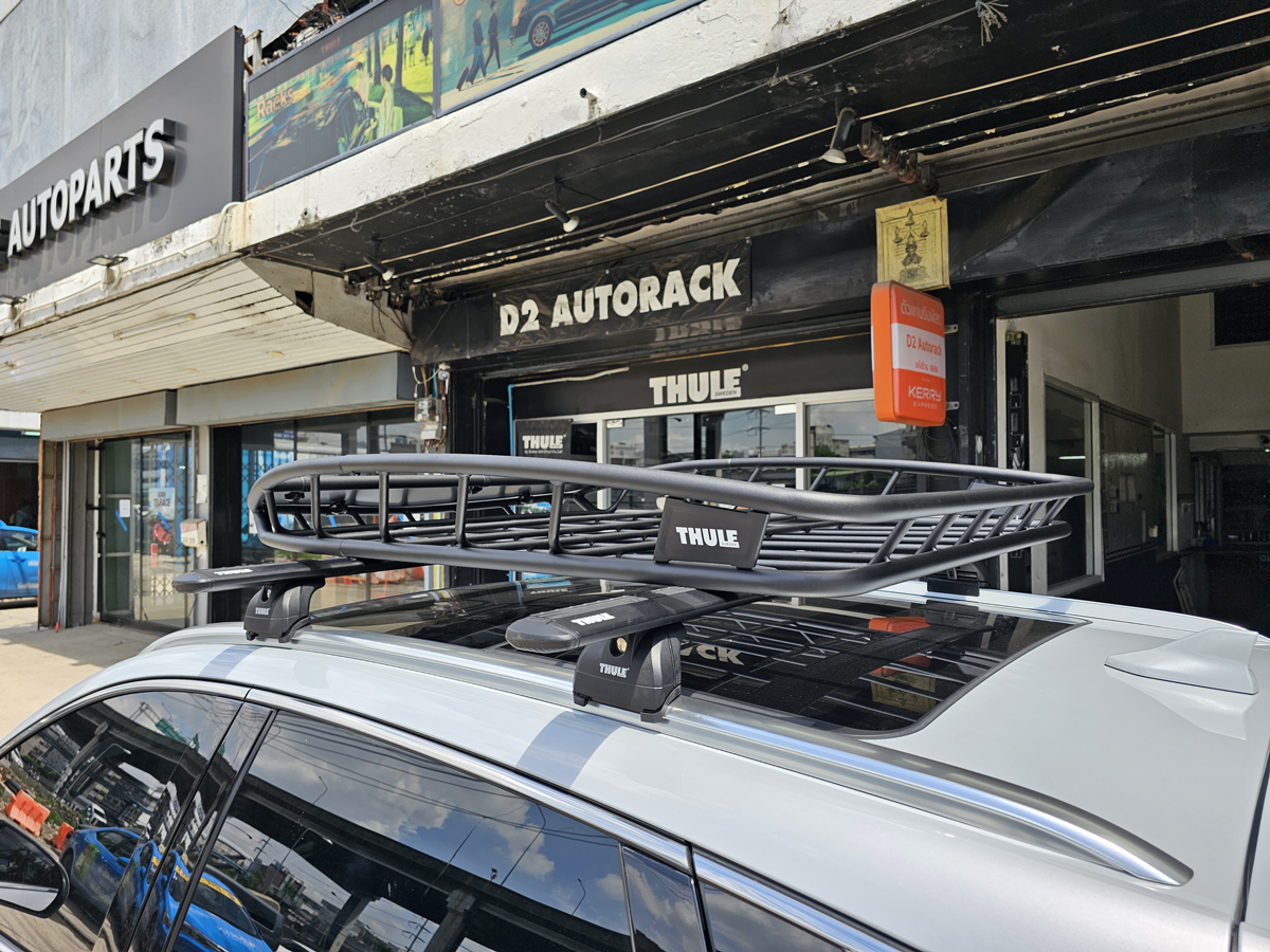 BYD ATTO 3 ติดตั้ง ตะแกรงใส่ของบนหลังคา THULE Roofrack รุ่น CANYON XT 859 Black Color