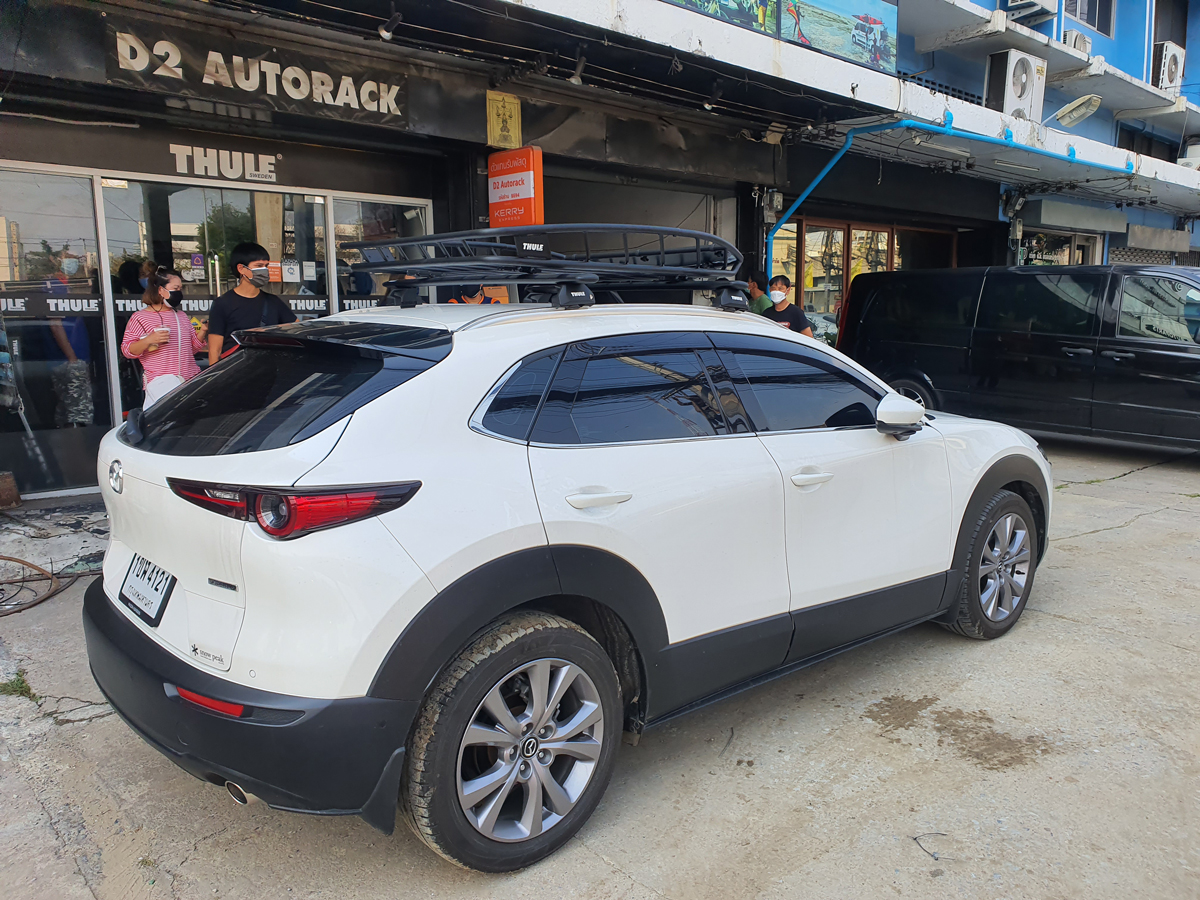 Mazda CX-30 ติดตั้ง แร็คหลังคามือสอง THULE Roofrack รุ่น CANYON XT 859 Black Color