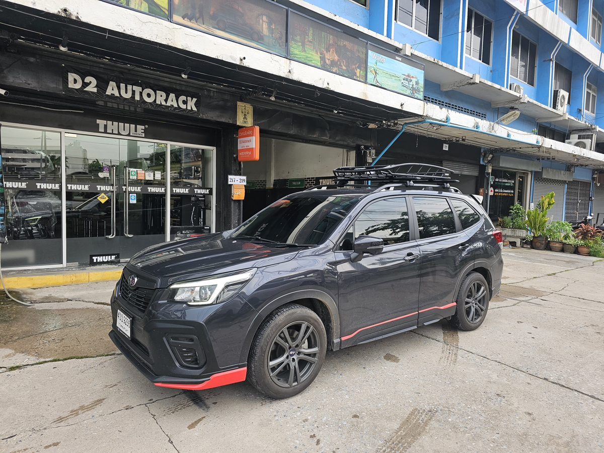 Subaru Forester ติดตั้ง แร็คหลังคา THULE Roofrack รุ่น CANYON XT 859 Black Color