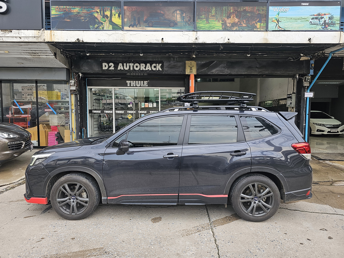 Subaru Forester ติดตั้ง แร็คหลังคารถเก๋ง THULE Roofrack รุ่น CANYON XT 859 Black Color