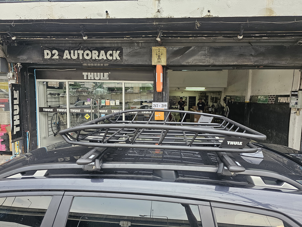 Subaru Forester ติดตั้ง แร็คบนหลังคา THULE Roofrack รุ่น CANYON XT 859 Black Color