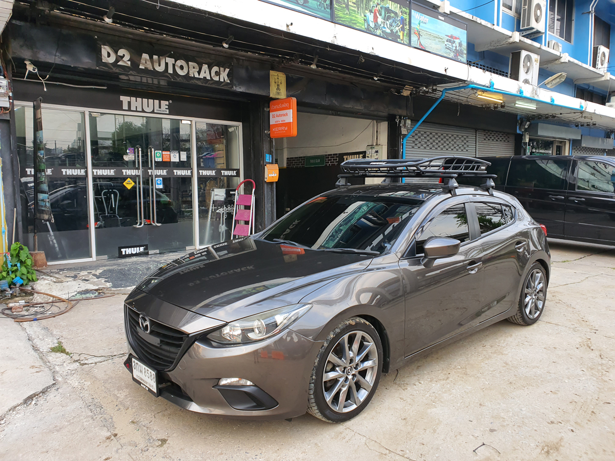 Mazda 3 ติดตั้ง แร็คหลังคา THULE Roofrack รุ่น CANYON XT 859 Black Color