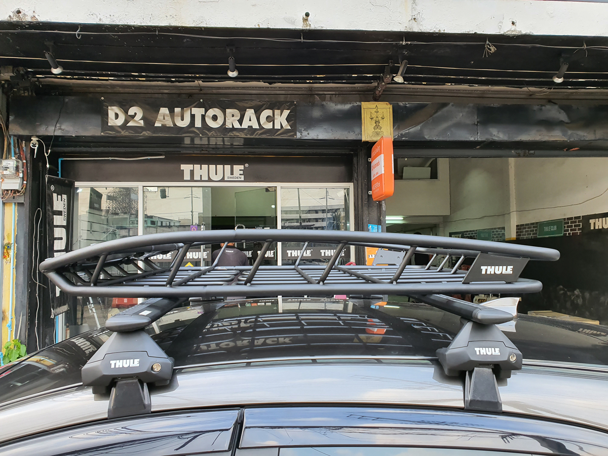 Mazda 3 ติดตั้ง แร็คบนหลังคา THULE Roofrack รุ่น CANYON XT 859 Black Color