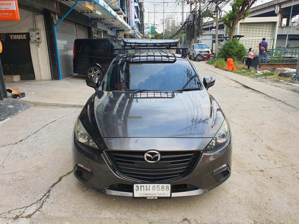 Mazda 3 ติดตั้ง ติดแร็คหลังคา THULE Roofrack รุ่น CANYON XT 859 Black Color