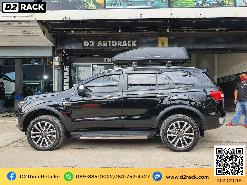 Ford Everest ติดตั้ง กล่องเก็บของบนหลังคา THULE Roofbox รุ่น Force XT Size L