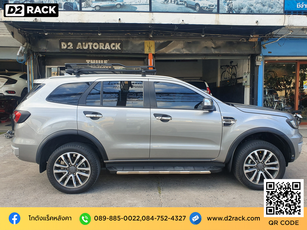 Ford Everest ติดตั้ง ถาดวางของบนหลังคา Overland Roofrack รุ่น Elegance 100x150 cm