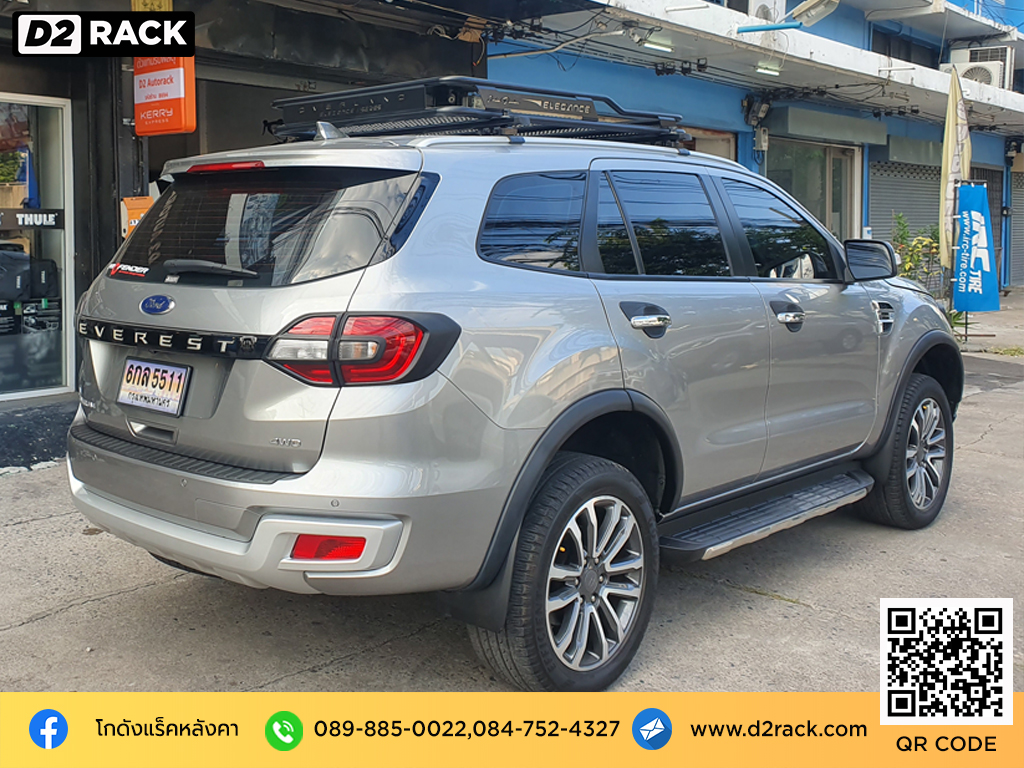 Ford Everest ติดตั้ง ตะแกรงใส่ของบนหลังคา Overland Roofrack รุ่น Elegance 100x150 cm