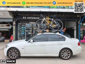 ติดแร็คจักรยาน THULE รุ่น ProRide 598 ติดตั้งกับ BMW 520d แร็คยึดบนหลังคารถยนต์ แร็ควางจักรยาน บีเอ็ม 520 ดี