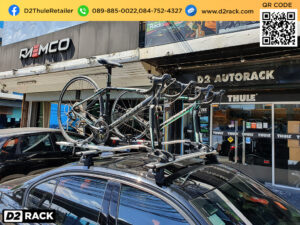 แขวนจักรยานบนหลังคารถ THULE รุ่น OutRide 561 ติดตั้งกับ BMW 330e rackหลังคาจักรยาน แร็คติดรถจักรยาน บีเอ็ม 330 อี