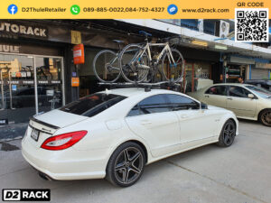 แร็คยึดบนหลังคารถยนต์ THULE รุ่น ProRide 598 ติดตั้งกับ Benz CSL63 ที่แขวนจักรยานบนหลังคารถsuv แร็คติดรถจักรยาน เบนซ์ ซีเอสเอล 63