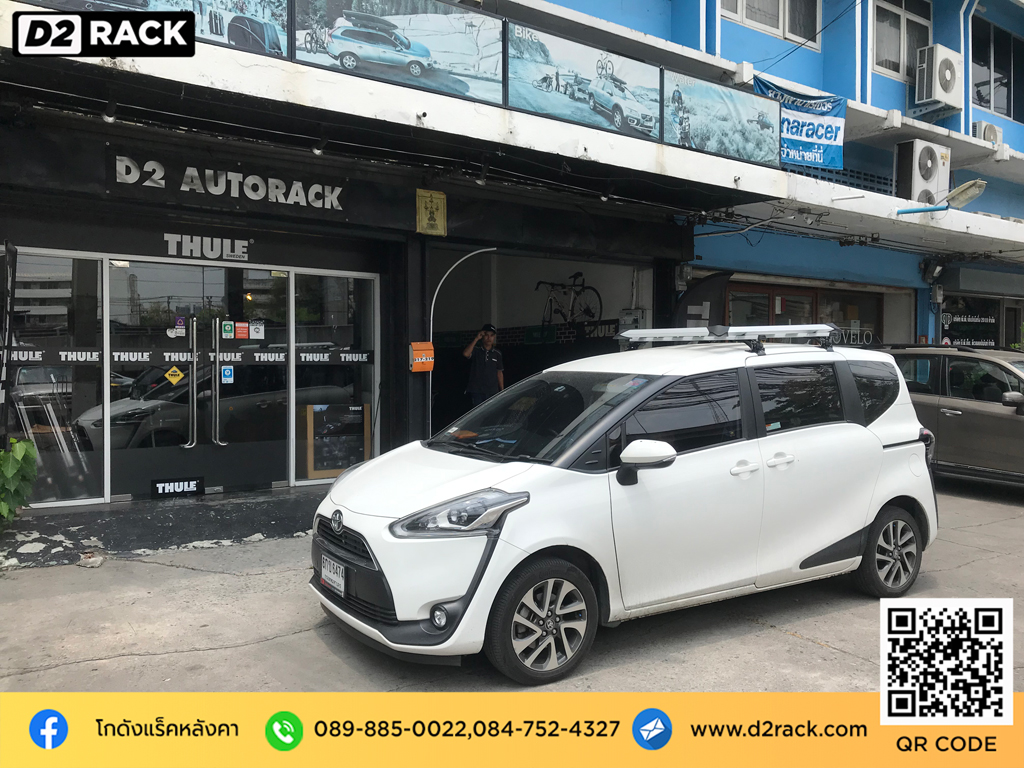 Toyota Sienta ติดตั้ง แร็คหลังคาใส่ของ VRK Roofrack รุ่น Modern 100x120 cm