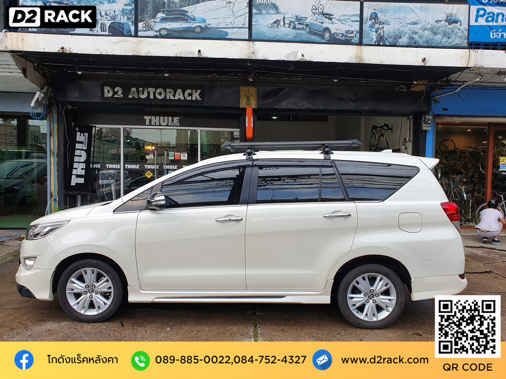 Toyota Innova ติดตั้ง แร็ควางสัมภาระบนหลังคา VRK Roofrack รุ่น Modern 100x150 cm