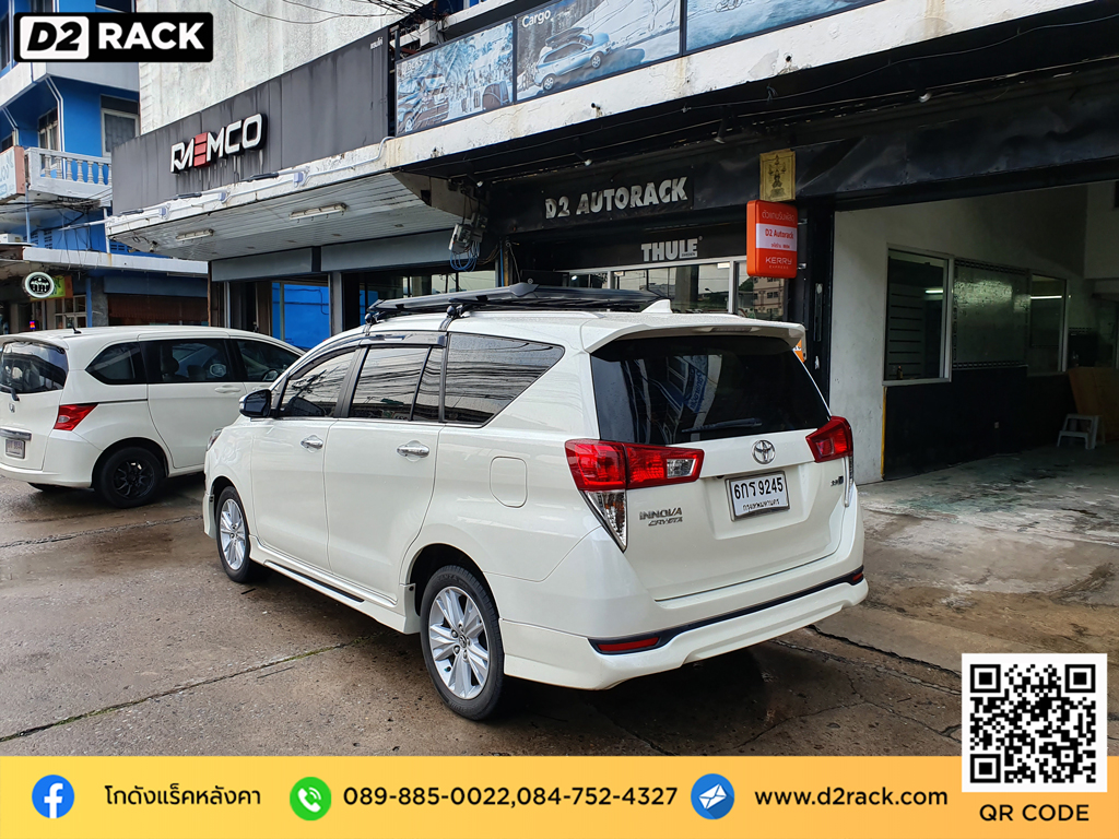 Toyota Innova ติดตั้ง แร็คเก็บของติดรถยนต์ VRK Roofrack รุ่น Modern 100x150 cm