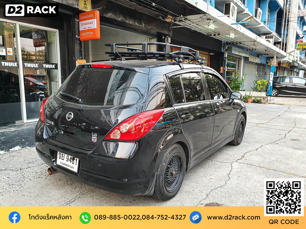 Nissan Tiida ติดตั้ง ที่วางของบนหลังคา VRK Roofrack รุ่น TRAY 001 100x120 cm