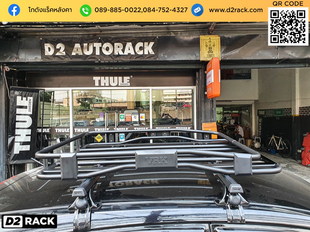 Nissan Tiida ติดตั้ง แร็คบรรทุกสัมภาระบนหลังคา VRK Roofrack รุ่น TRAY 001 100x120 cm