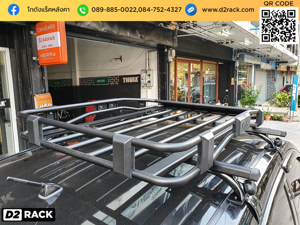 Nissan Tiida ติดตั้ง แร็คติดหลังคารถ VRK Roofrack รุ่น TRAY 001 100x120 cm