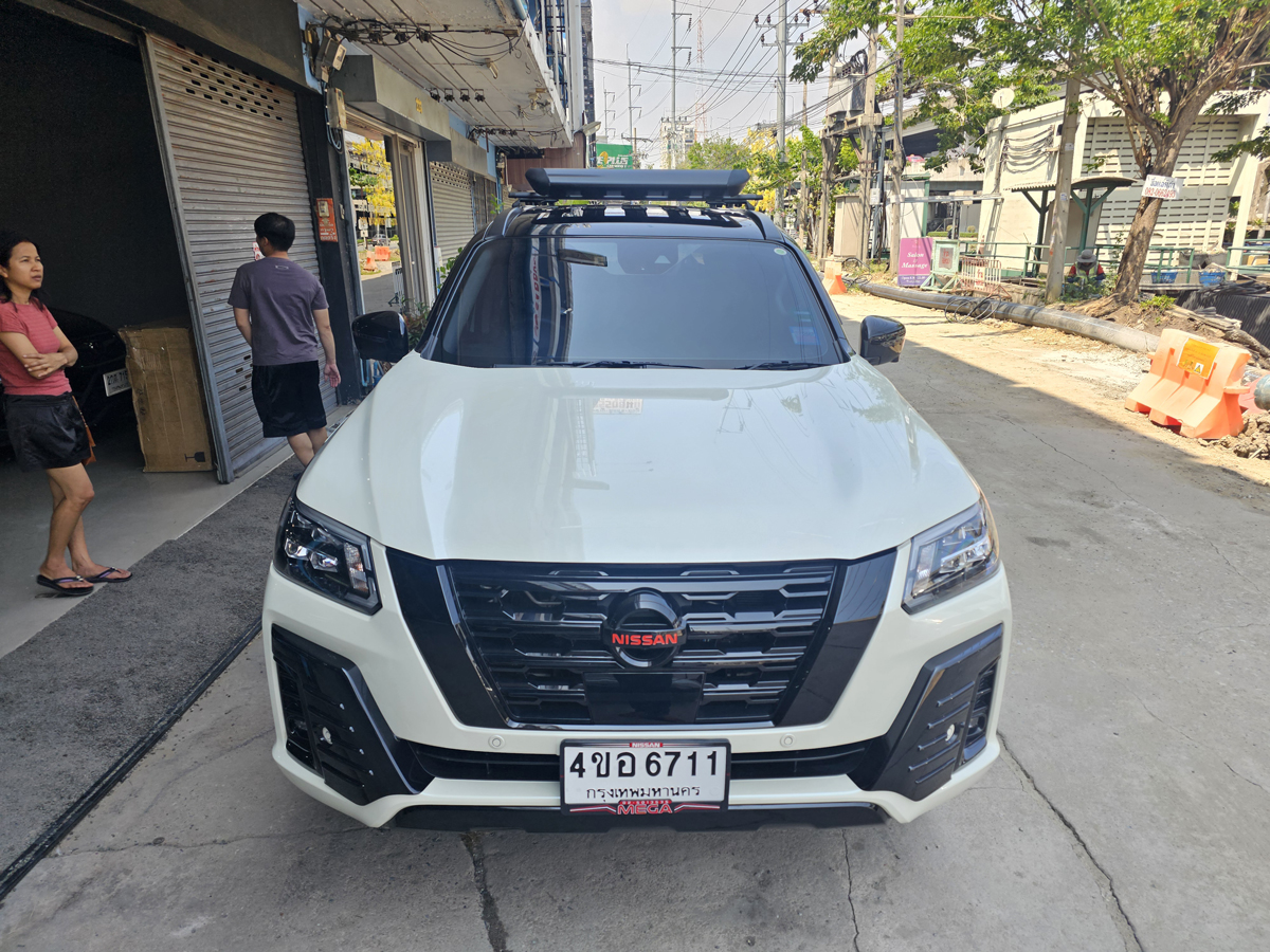 Nissan Terra ติดตั้ง ติดแร็คหลังคา SCR Roofrack รุ่น RR03 100x150 cm Black Color