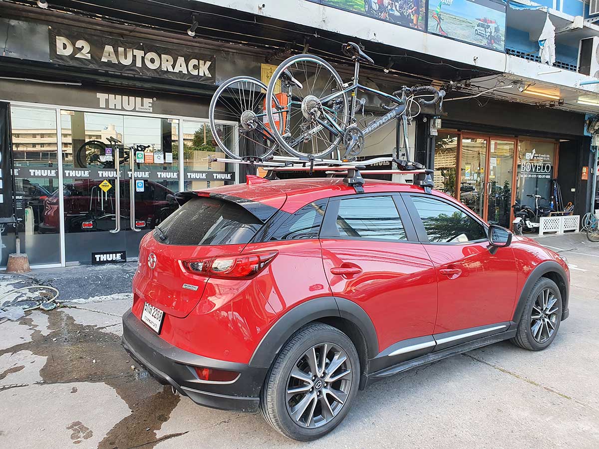 Mazda CX-3 ติดตั้ง rackจักรยาน thule bikerack รุ่น outride 561