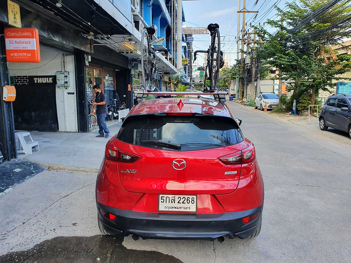 Mazda CX-3 ติดตั้ง แร็คจักรยานมือสอง thule bikerack รุ่น outride 561