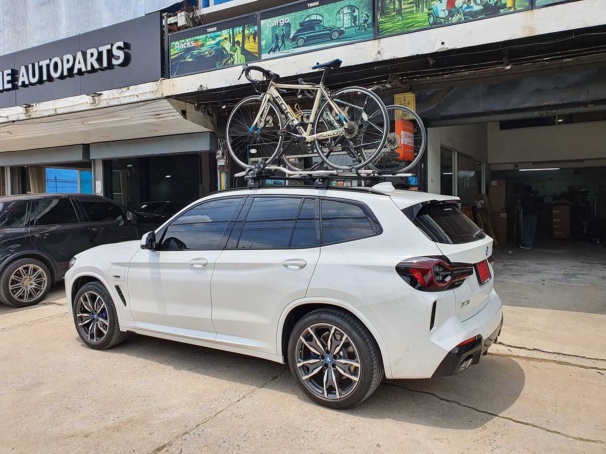 BMW X3 ติดตั้ง rackจักรยาน thule bikerack รุ่น Proride 598