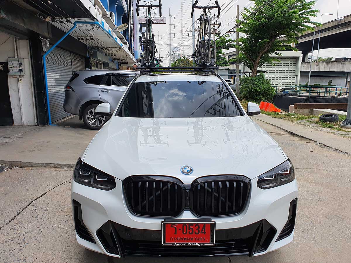 BMW X3 ติดตั้ง แร็ควางจักรยาน thule bikerack รุ่น Proride 598