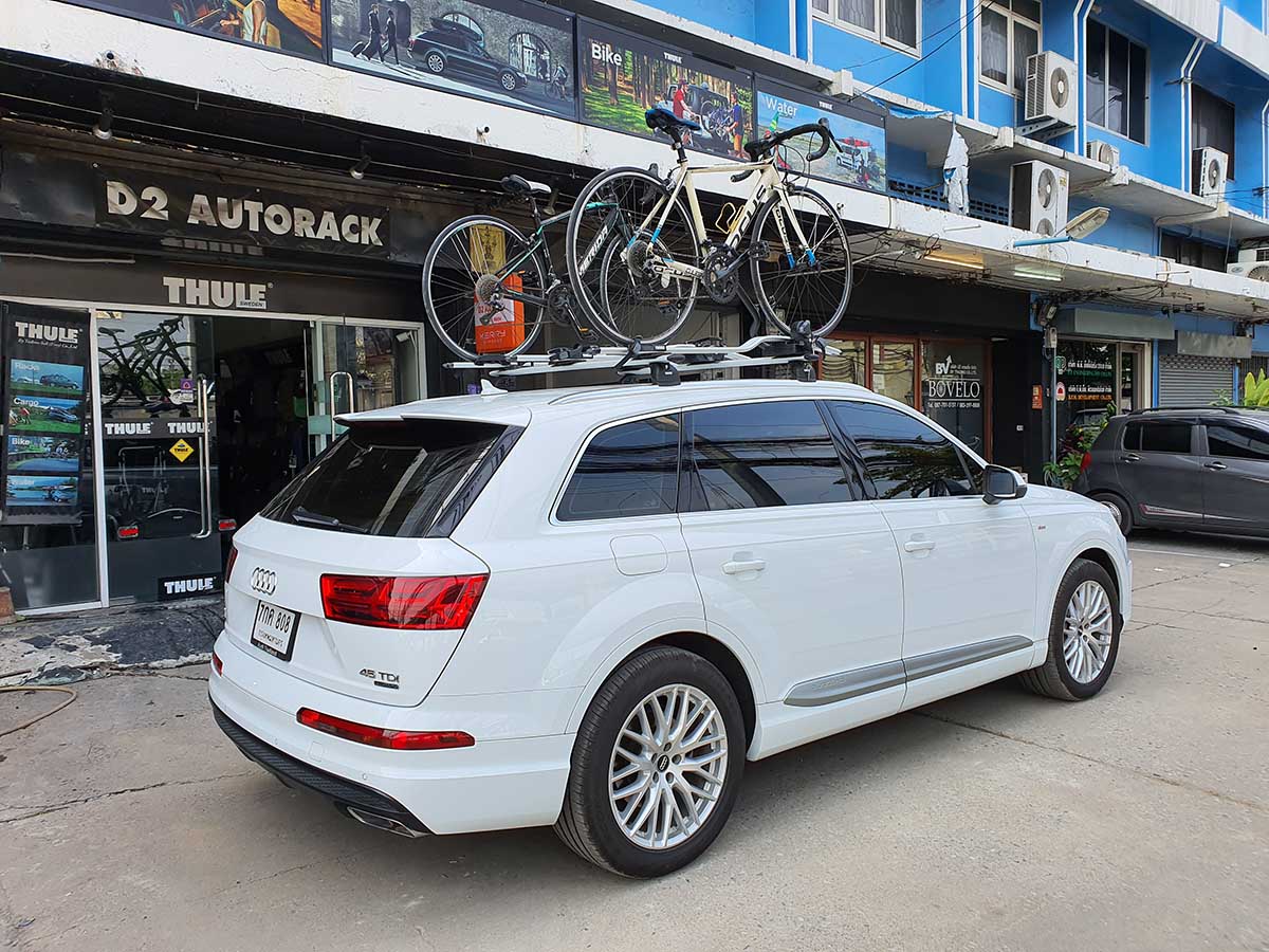 Audi Q7 ติดตั้ง rackจักรยาน thule bikerack รุ่น Proride 598