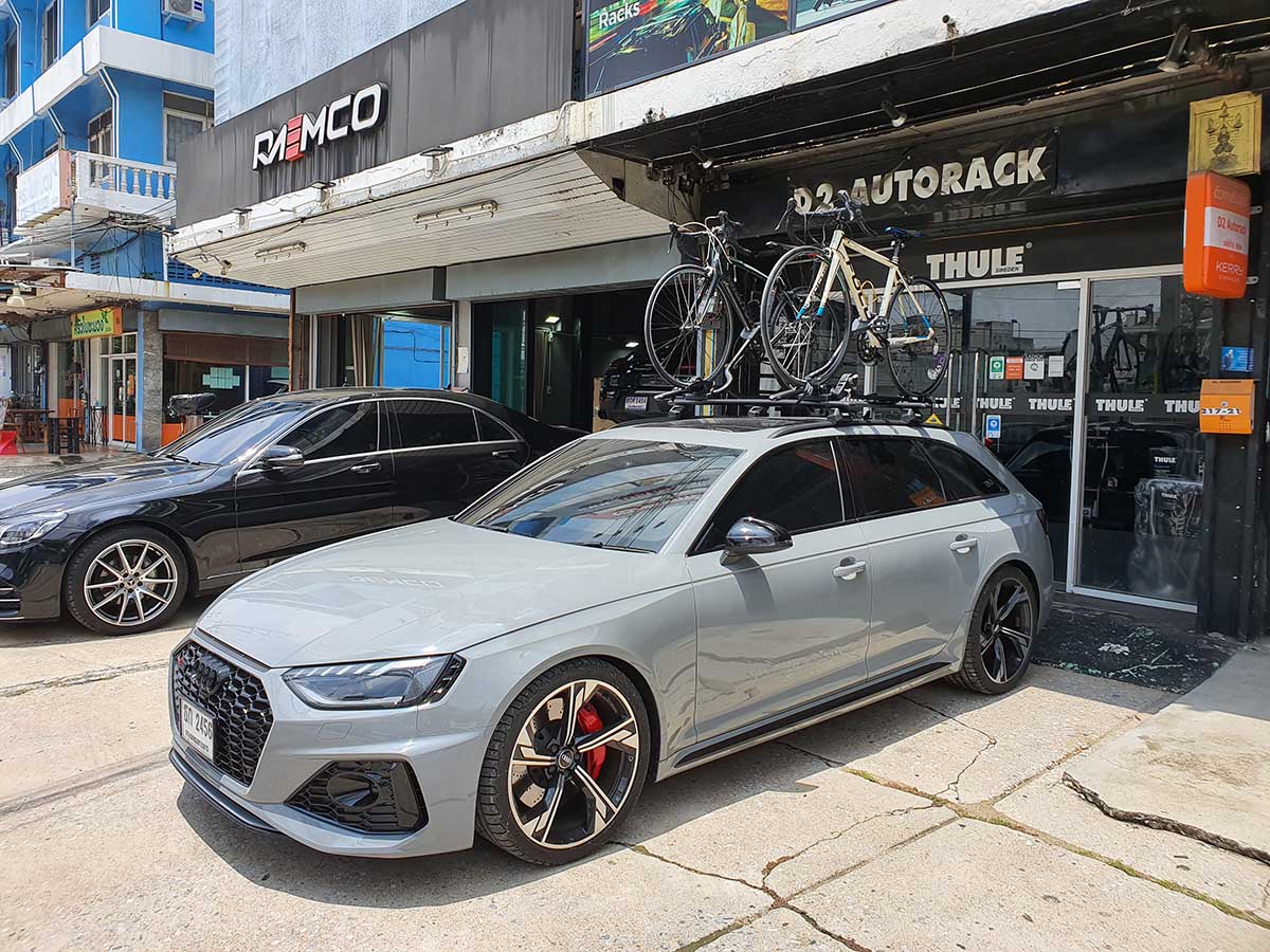 Audi RS4 ติดตั้ง rackจักรยาน thule bikerack รุ่น Proride 598