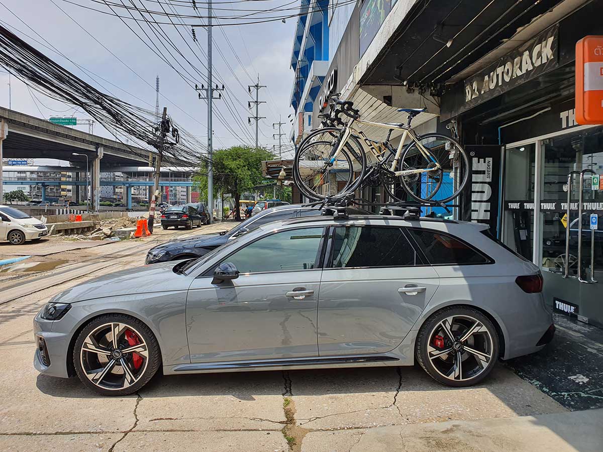 Audi RS4 ติดแร็คจักรยาน thule bikerack รุ่น Proride 598