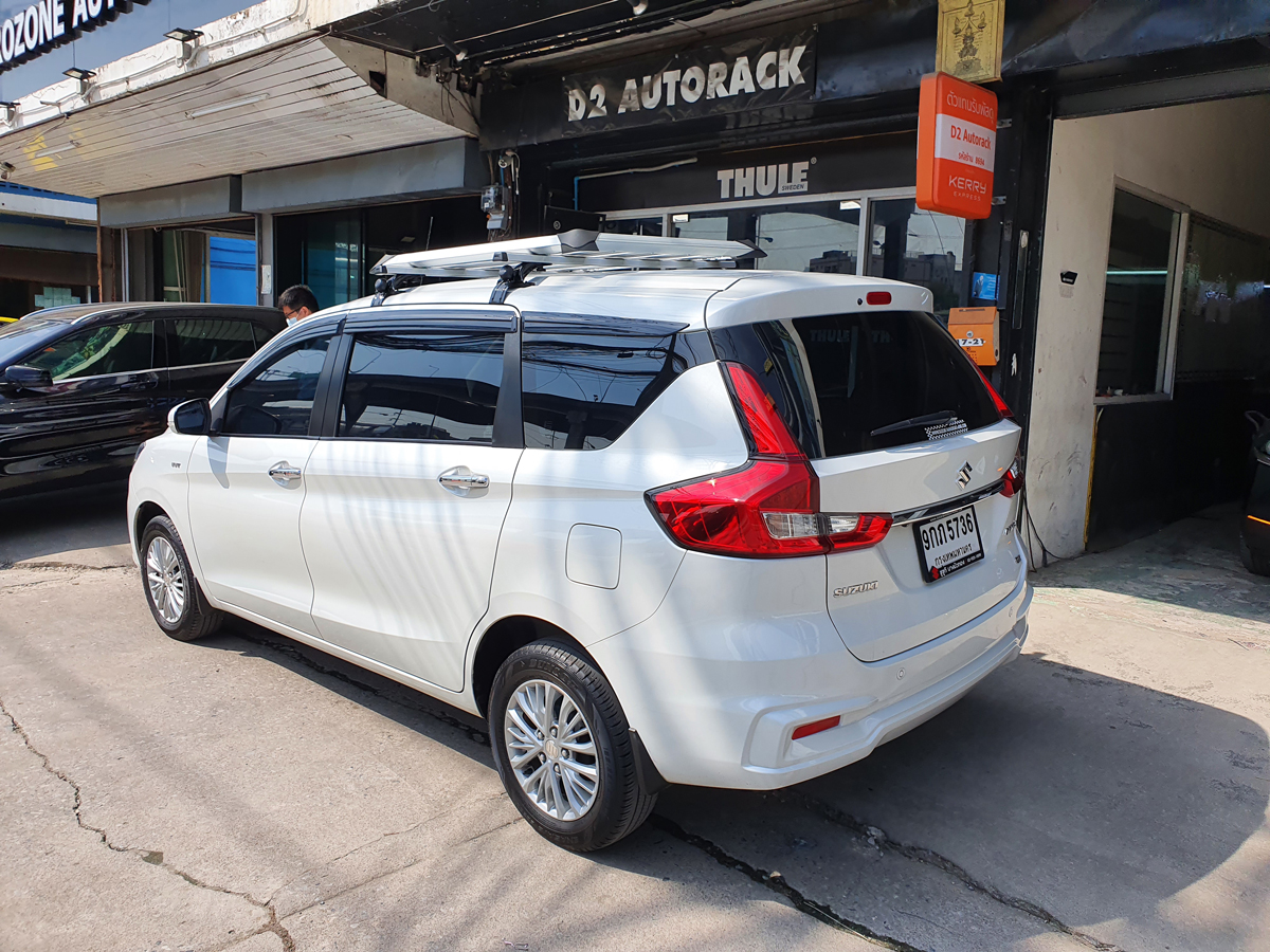 Suzuki Ertiga ติดตั้ง แร็คหลังคามือสอง VRK Roofrack รุ่น Modern White Color 100x120 cm