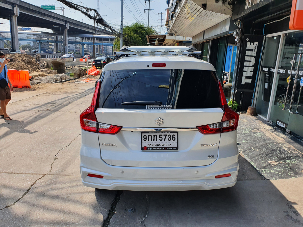 Suzuki Ertiga ติดตั้ง ที่เก็บของบนหลังคา VRK Roofrack รุ่น Modern White Color 100x120 cm