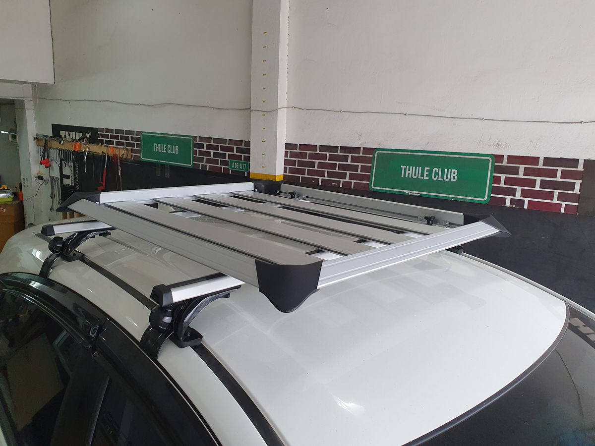 Honda HRV ติดตั้ง ถาดวางของบนหลังคา VRK Roofrack รุ่น Modern White Color 100x120 cm