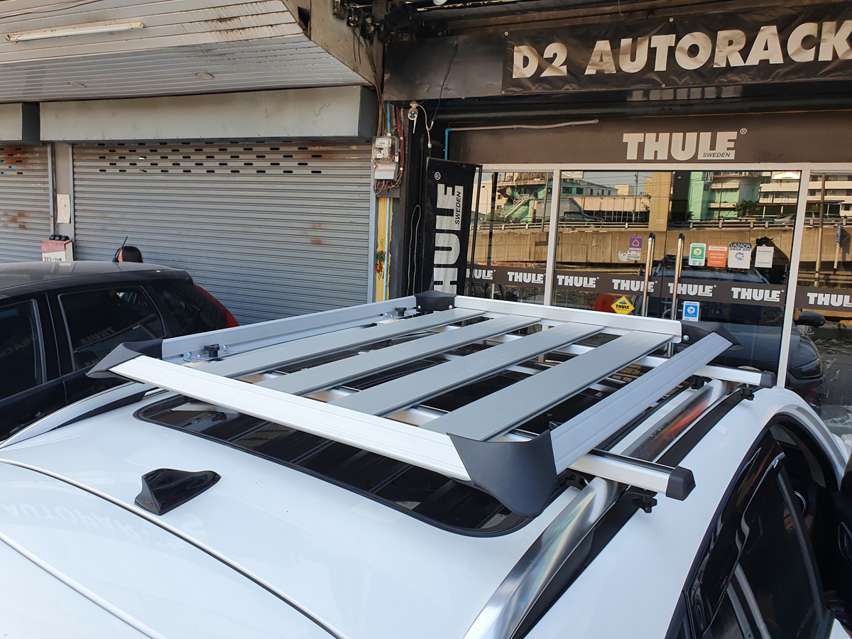 MG ZS ติดตั้ง ตะแกรงใส่ของบนหลังคา VRK Roofrack รุ่น Modern White Color 100x120 cm