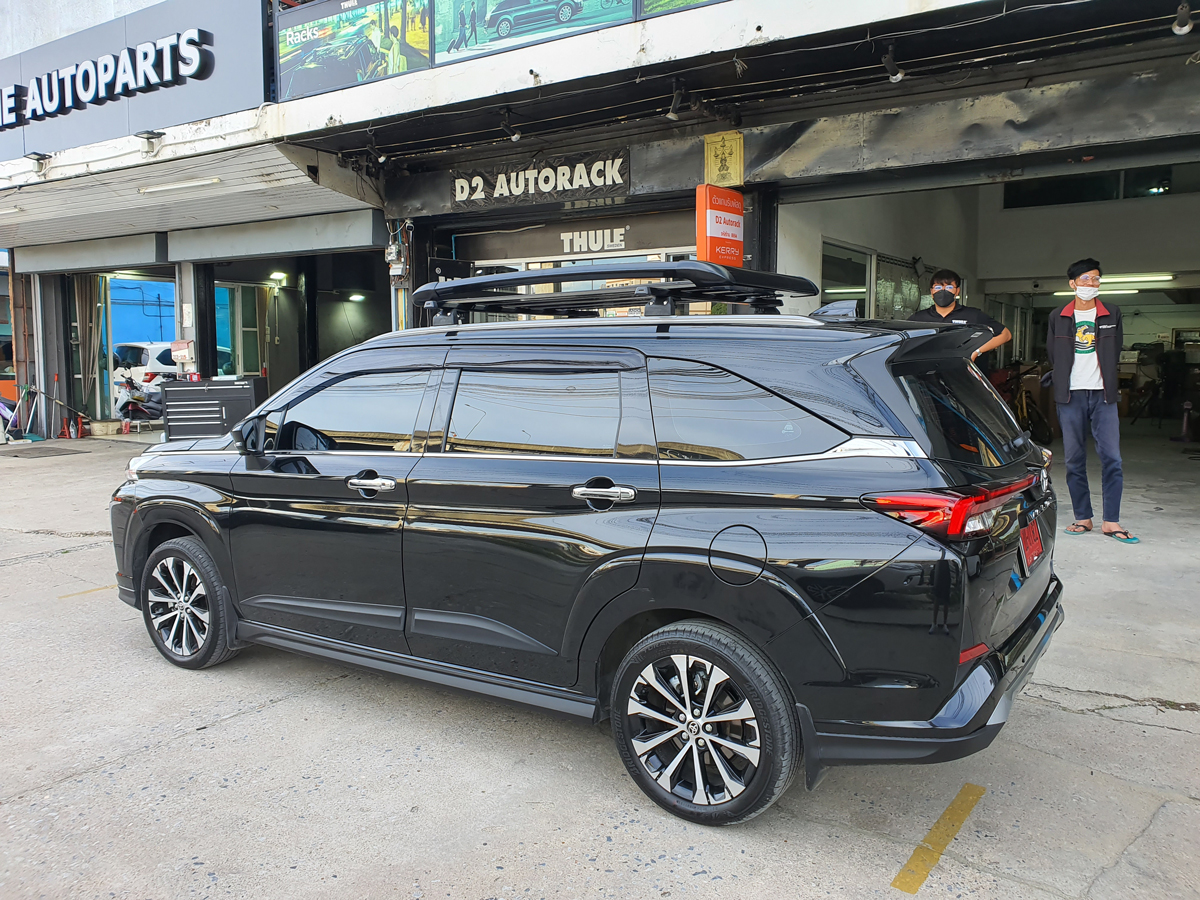 Toyota Veloz ติดตั้ง แร็คหลังคา VRK Roofrack รุ่น Sport Black Color 100x150 cm