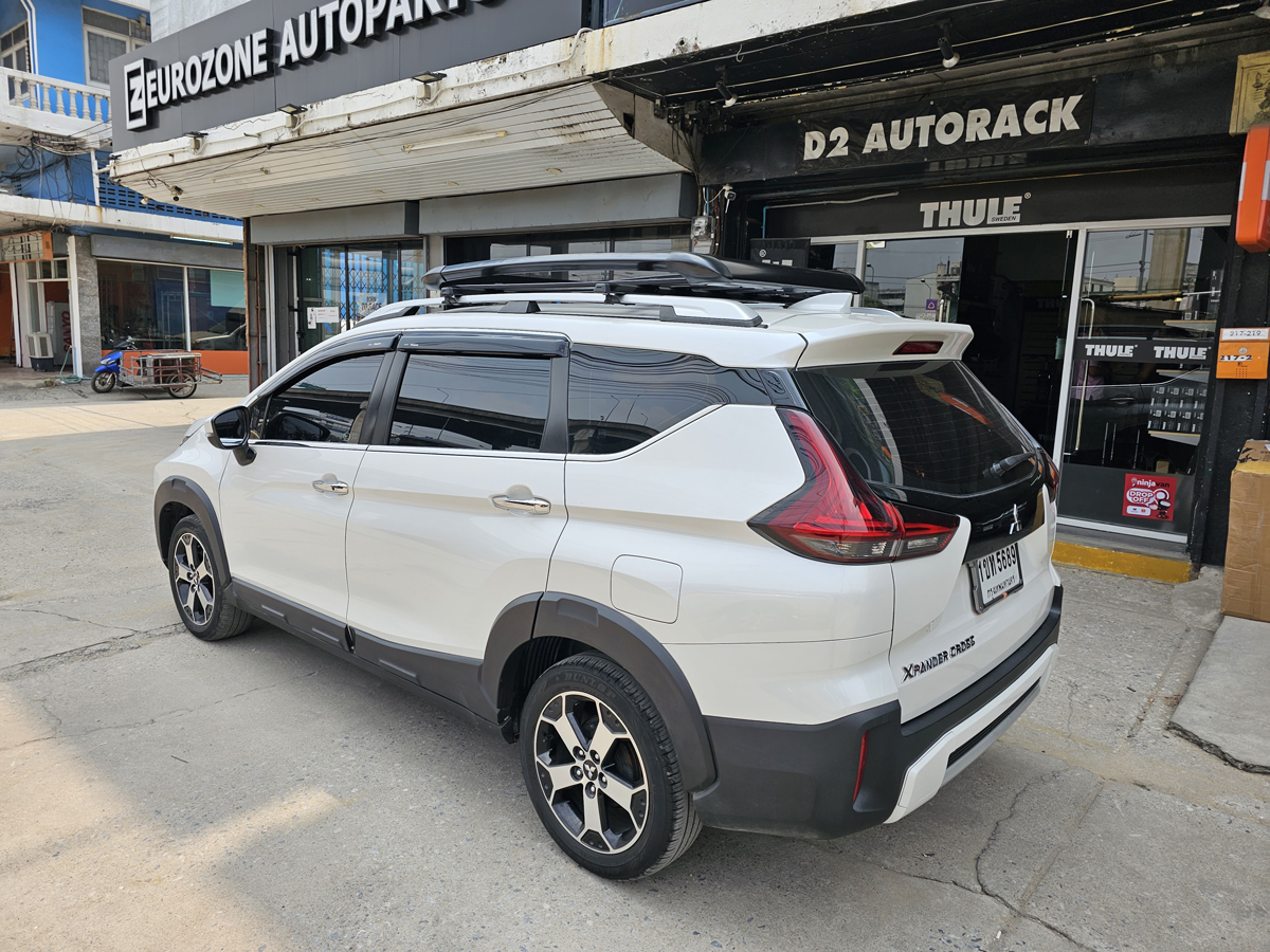 Mitsubishi Xpander ติดตั้ง แร็คหลังคามือสอง VRK Roofrack รุ่น Sport Black Color 100x150 cm