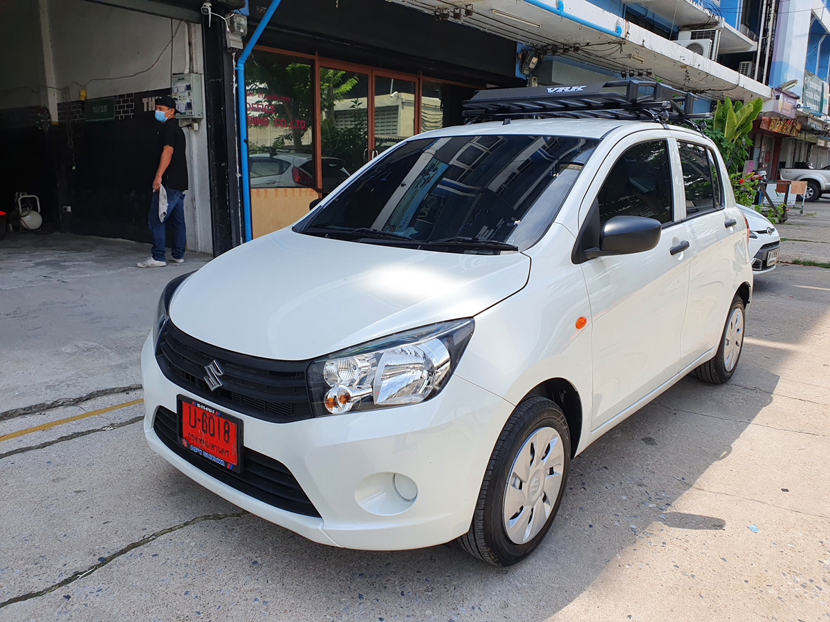 Suzuki Celerio ติดตั้ง ขาจับแร็คหลังคา VRK Roofrack รุ่น TRAY-001 90x120 cm