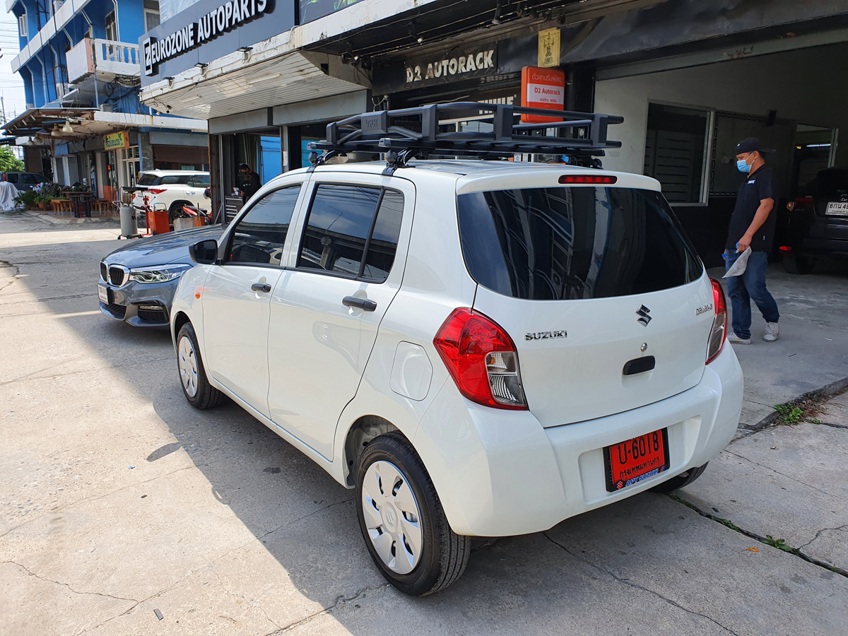 Suzuki Celerio ติดตั้ง แร็คหลังคา VRK Roofrack รุ่น TRAY-001 90x120 cm