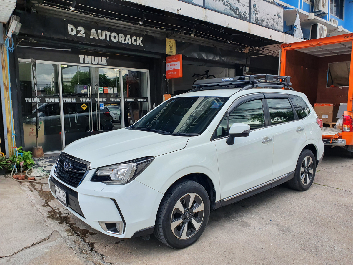 Subaru Forester ติดตั้ง แร็คหลังคา VRK Roofrack รุ่น TRAY-002 100x150 cm