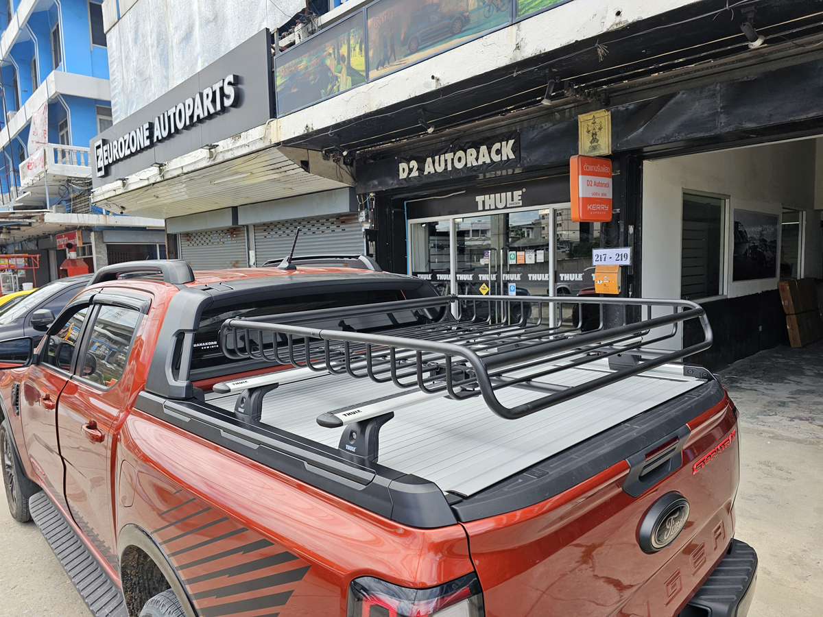 Ford Ranger ติดตั้ง ถาดวางของบนหลังคา YAKIMA Roofrack รุ่น Mega Warrior Black Color