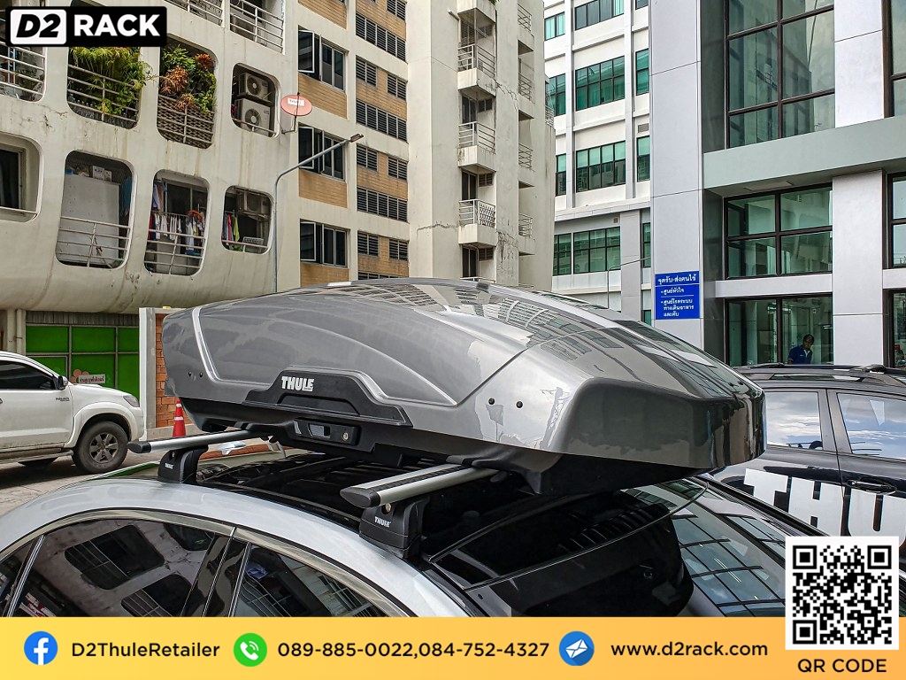 กล่องติดหลังคาคารถ thule Motion XT M roof box ราคาถูก ที่วางของบนหลังคา กล่องหลังคารถ : ผลงานติดตั้ง กล่องหลังคารถยนต์ roof box Benz S350d เบนซ์