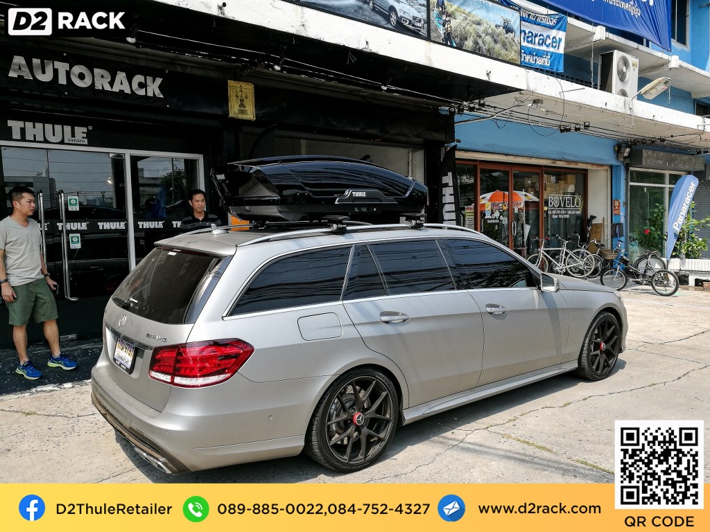 กล่องวางของบนหลังคา thule Motion XT M ขาย roofbox มือสอง กล่องติดหลังคาคารถ ที่เก็บของบนหลังคา : ผลงานติดตั้ง กล่องหลังคารถยนต์ roof box Benz E200 เบนซ์