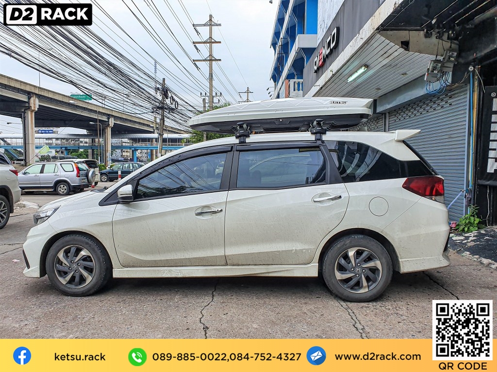 กล่องวางของบนหลังคา KetSu Roofbox L กล่องเก็บของติดรถยนต์ คานขวาง กล่องบนหลังคา : ผลงานติดตั้ง กล่อง Honda Mobilio โมบิลิโอ้