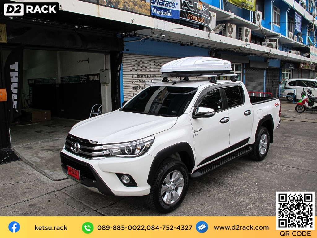 กล่องวางของบนหลังคา KetSu Roofbox M1 กล่องเก็บของติดรถยนต์ คานขวาง กล่องบนหลังคา : ผลงานติดตั้ง กล่องหลังคารถยนต์ roof box Toyota Revo รีโว่