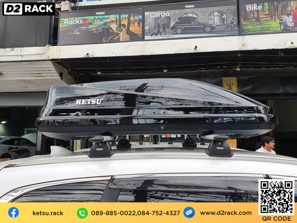 กล่องใส่สัมภาระบนหลังคา KETSU Roofbox M3 กล่องบนหลังคารถ กล่องสัมภาระ : ผลงานติดตั้ง กล่องหลังคารถยนต์ roof box Honda CRV G5 ซีอาร์วี