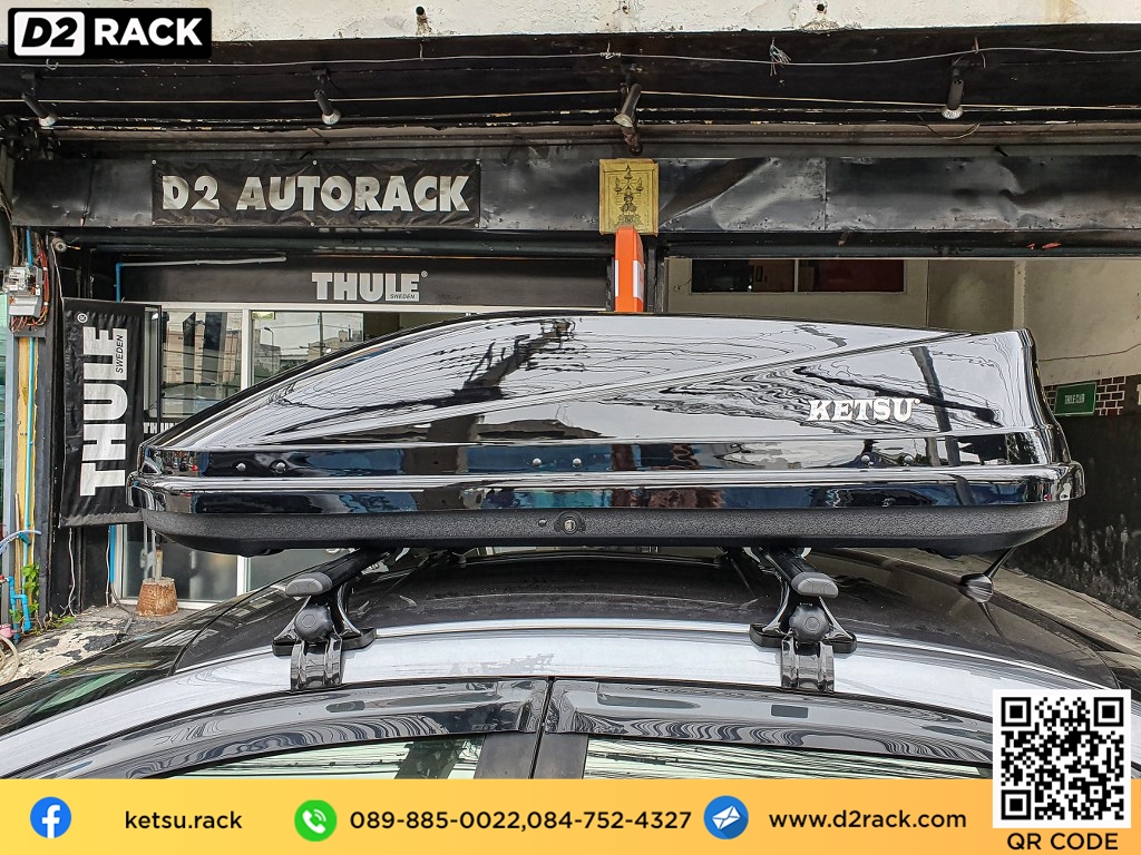  ขาย roofbox KETSU M3 ที่วางของบนหลังคา กล่องสัมภาระบนหลังคา กล่องเก็บของติดรถยนต์ : ผลงานติดตั้ง กล่องหลังคารถยนต์ roof box Honda City ซิตี้