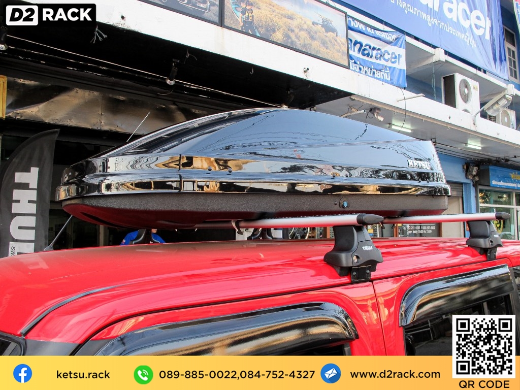 กล่องติดหลังคารถ KETSU M3 roof box ราคาถูก ที่วางของบนหลังคา กล่องหลังคารถ : ผลงานติดตั้ง กล่องหลังคารถยนต์ roof box Nissan Cube คิวบ์