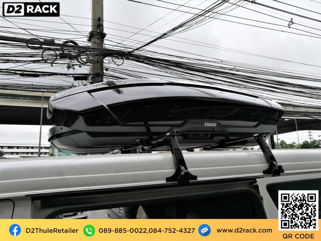  กล่องติดหลังคาคารถ thule Motion XT XL roof box ราคาถูก ที่วางของบนหลังคา กล่องหลังคารถ : ผลงานติดตั้ง กล่องหลังคารถยนต์ roof box Toyota Ventury เวนจูรี่