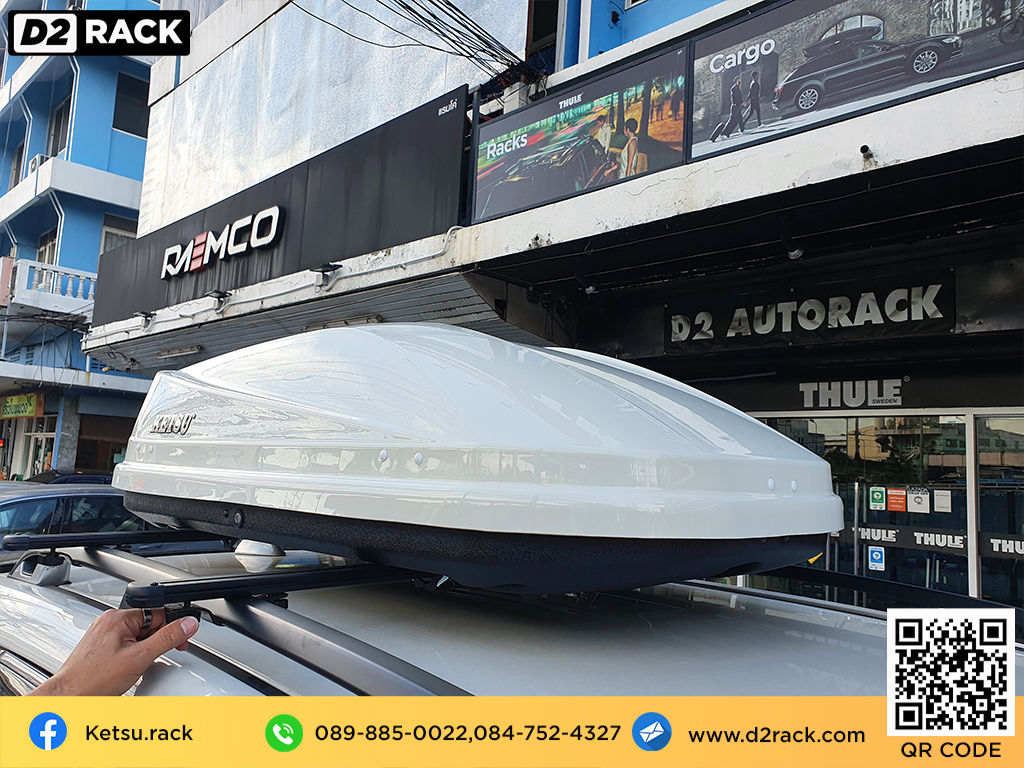 กล่องติดหลังคาคารถ KETSU M3 roof box ราคาถูก ที่วางของบนหลังคา กล่องหลังคารถ : ผลงานติดตั้ง กล่องหลังคารถยนต์ roof box Subaru Forester ฟอเรสเตอร์