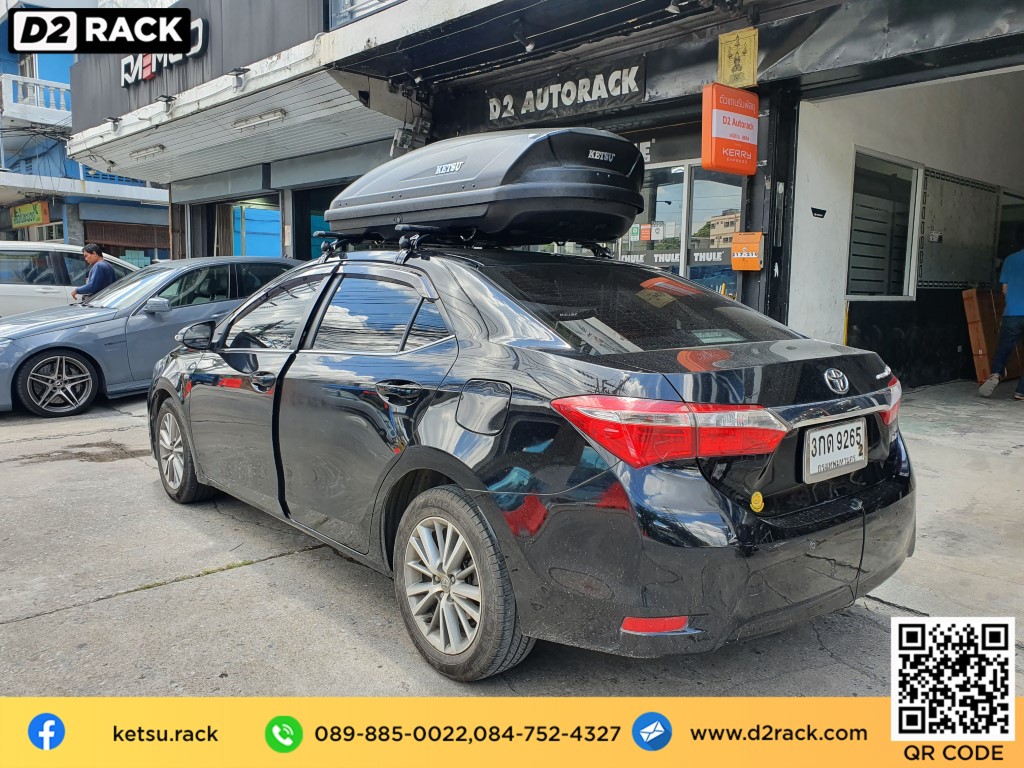  กล่องวางของบนหลังคา KETSU M2 ขาย roofbox มือสอง กล่องติดหลังคาคารถ ที่เก็บของบนหลังคา : ผลงานติดตั้ง กล่องหลังคารถยนต์ roof box Toyota Altis อัลติส